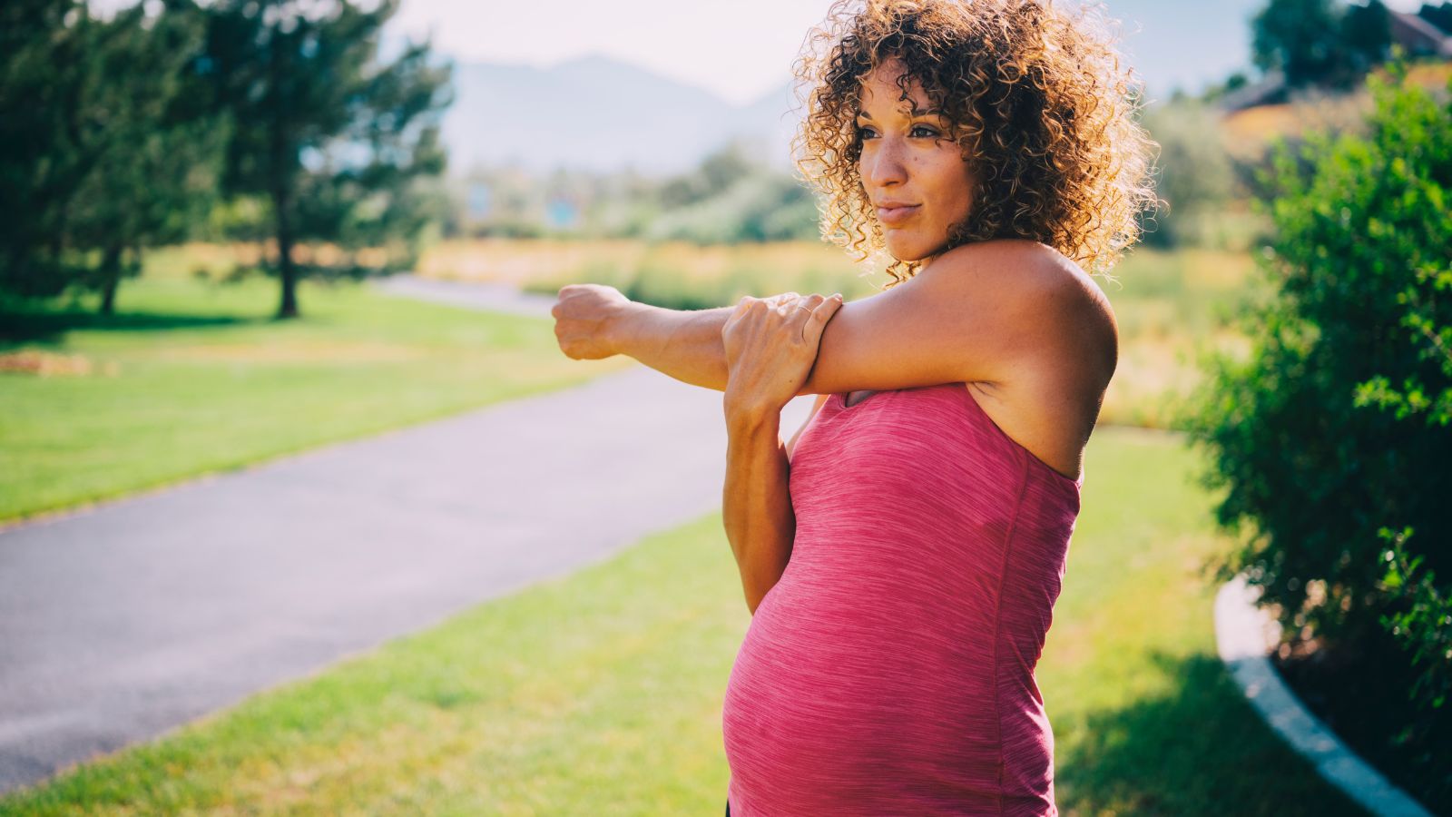 pregnant woman stretching